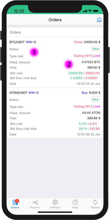 Trading Terminal: Orders