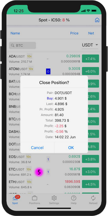 Trading Terminal: Positions